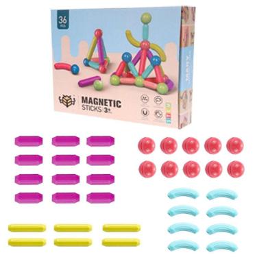 Imagem de Conjunto de 36 varas magnéticas da construção para brinquedos educativos com ímã