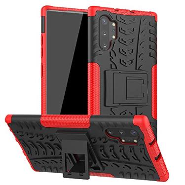 Imagem de Pacotes de capa protetora compatíveis com Samsung Galaxy Note 10 Plus, TPU + PC bumper híbrido de grau militar, capa de telefone à prova de choque com capa de telefone com suporte (cor: vermelho)