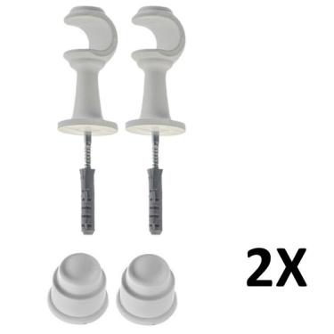 Imagem de Kit 2 Suporte Para Varão Cortina Com Ponteira 28mm Branco
