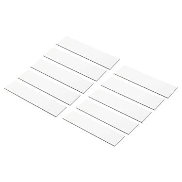 Imagem de PATIKIL Placa de nome com gravação em branco de 20 x 5 cm, pacote com 10 placas de nome personalizadas para mesa de escritório para impressão a laser DIY, branca