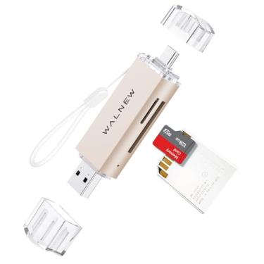 Imagem de Leitor de cartão SD/Micro-SD, WALNEW USB 3.0 e adaptador de cartão de memória USB-C para SD/TF para Mac, MacBook, computador/PC, laptop, iPad, telefone Android Samsung Galaxy, suporte UHS-I SDHC/SDXC/MicroSDHC/MicroSDHC/MicroSDXC