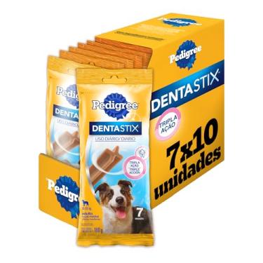 Imagem de Pack Petisco Pedigree Dentastix Cuidado Oral Para Cães Adultos Raças Médias - 10 x 7 Unidades