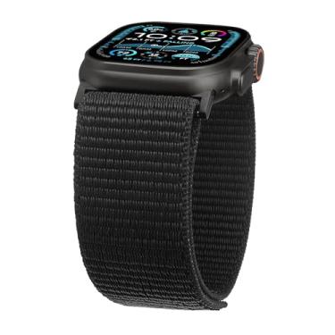 Imagem de Pulseira de relógio de tecido de nylon ultralarga compatível com Apple Watch de 38 mm, 40 mm, 41 mm, 42 mm, 44 mm, 45 mm, 49 mm, pulseiras esportivas ajustáveis para mulheres e homens (42 mm/44 mm/45