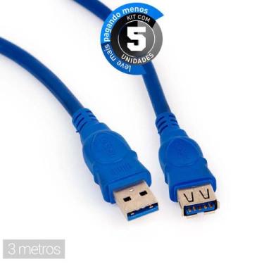 Imagem de Extensão Superspeed Usb 3.0 - 3 Metros - Kit 5 - Cirilo Cabos