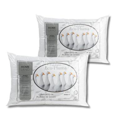 Imagem de Kit Travesseiro Pena de Ganso 02 Pçs 70cm x 50cm Antialérgico - Maluca