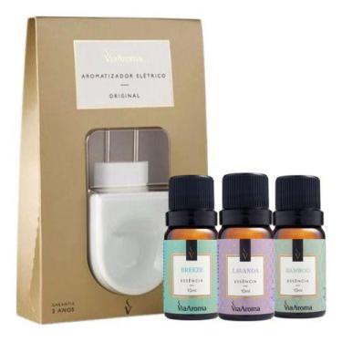 Imagem de Kit Aromatizador Elétrico Original + 3 Essências Via Aroma 10ml (Bambo