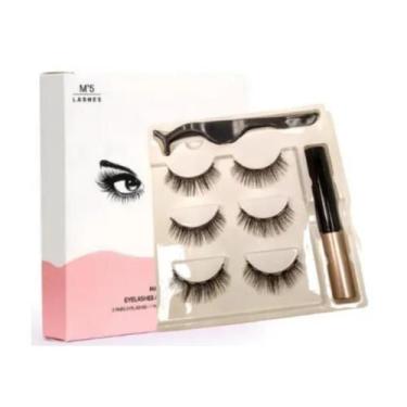 Imagem de Kit Cílios Magnéticos Postiços Com Imã + Delineador - Amjy