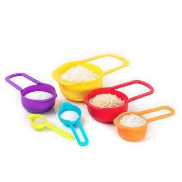 Imagem de Kit Medidor De Cozinha com 6 Colheres Coloridas para Medidas Medidores