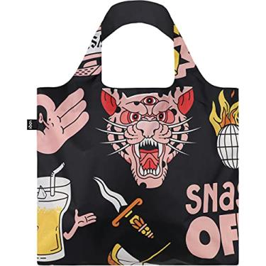 Imagem de LOQI Bolsa de compras reutilizável para artista, tamanho único, Snask Tiger Snake Beer preta