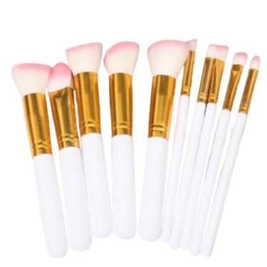 Imagem de Kit 10 Pinceis Maquiagem Pinceis Base Pó Blush Iluminador Contorno Som