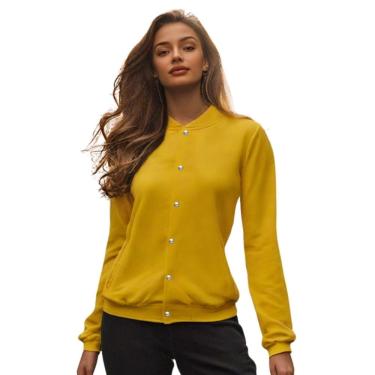 Imagem de Jaqueta de Moletom Feminina Lisa com Bolsos Estilo Casual