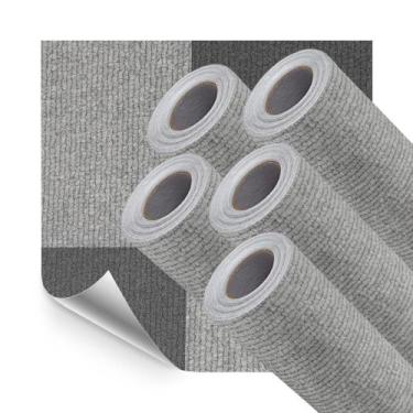 Imagem de Kit 5 Adesivo Vinilico Piso Estilo Carpete Lavavel Quadrado Cinza 2 To