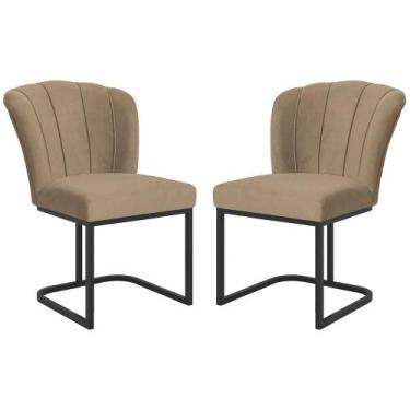 Imagem de Kit 2 Cadeiras Jantar Flor Mesa Cozinha Reforçada Base Metal Preta - B