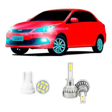 Imagem de Lampada Led Farol Alto Chery Celer 2015 A 2016 20000lm - V10, Branco