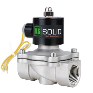 Imagem de U.S. Solid Válvula solenoide elétrica de aço inoxidável de 2,5 cm 110 VCA com ar normalmente fechado e água