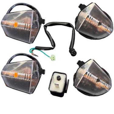 Imagem de Kit 4 Piscas Seta Completo Led Sequenciais Com Rele Regulador Pop110i 