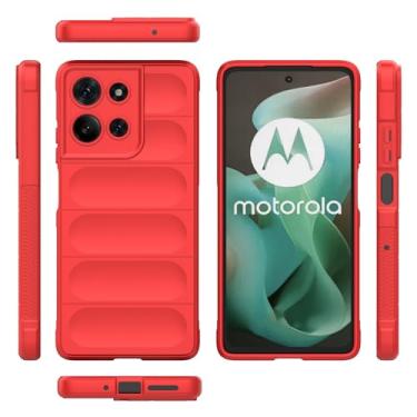 Imagem de Capa de Estojo Capa de silicone fina, proteção completa do corpo, resistente a choques e arranhões, capa interna macia com revestimento de fibra compatível com Motorola Moto G75 5G (versão estrangeira