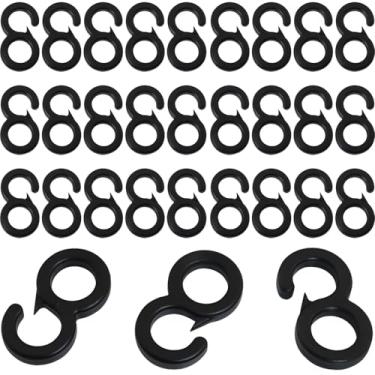 Imagem de LUORNG 30 peças acessórios para barraca ao ar livre ganchos internos 8 formas POM acessórios de bolsa aberta Rainfly capa de claraboia à prova de vento ganchos de fixação de corda preto