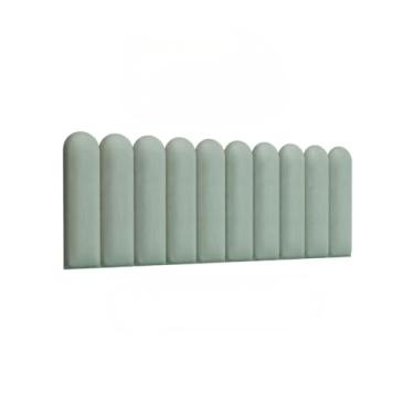 Imagem de Cabeceira Modelo Nuvem Com 10 Módulos 200x45cm - Módulo Auto Adesivo,Para quartos, hospedagens e decoração.cabeceira cama king；moveis quarto(SUEDE VERDE MENTA)