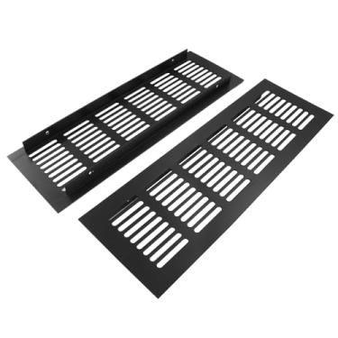 Imagem de Hordion Pacote com 2 Grelhas de Ventilação Louvered, 9,8 x 3,1 Polegadas Retangular Tampa de Ventilação de Ar Grade de Alumínio com Parafusos de Montagem para Armários Roupeiros Cozinhas Banheiros