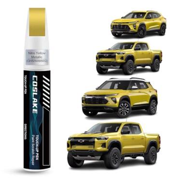Imagem de COSLAKE Tinta de retoque de carro (amarelo nitro metálico (GHS/WA660G)) para Chevrolet, kit de reparo de arranhões de pintura de carro, solução rápida e fácil de reparar, caneta removedor de arranhões