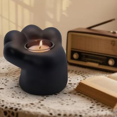 Imagem de Castiçal de gato gatinho desenho animado gatinho pata gato fofo decoração de casa castiçal presente para meninas mulheres escolha amante gato pata preta