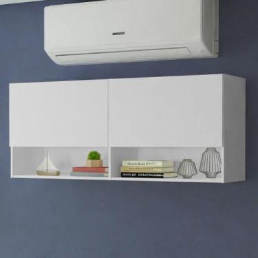 Imagem de Armário Aéreo Para Escritório Com Nicho E Prateleira 120cm Branco Made
