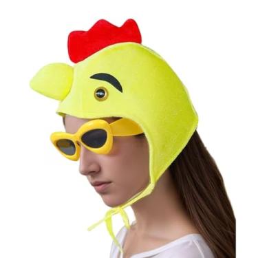 Imagem de MimiMoon Conjunto de chapéu de pintinho e óculos de sol amarelos, fantasia de animal para festas, cosplay, Halloween, aniversário e presentes, chapéus engraçados