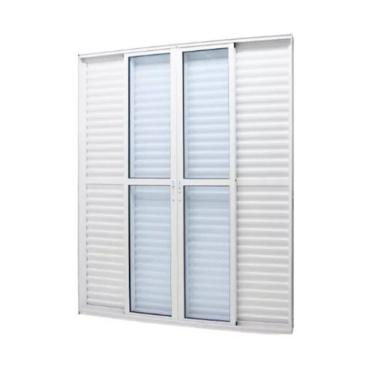 Imagem de Porta Balcão 210x150 6 Folhas c/Fechadura- Alumínio Branco - Linha 25 Suprema 