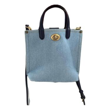 Imagem de Sacola azul jeans lavada 2025, bolsa lateral azul vegetal para batatas fritas, tiracolo moderna