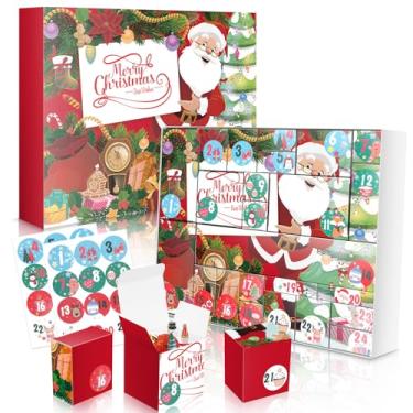 Imagem de Calendário do Advento de Natal DIY para preencher caixas de presente vazias 2025-24 dias de caixas surpresa para crianças, família e amigos - vermelho