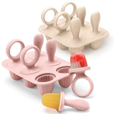 Imagem de Moldes de picolé de silicone infantil com bastões, 2 pacotes de mini moldes de picolé para leite materno moldes de picolé para alívio da dentição, máquina de fazer picolé para bebês e crianças