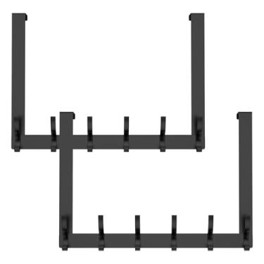 Imagem de bigjvbfv Pacote com 2 ganchos kit de cabides fácil de instalar conjunto seguro para economizar espaço com ganchos resistentes convenientes cabides pretos para pendurar chapéus toalha (preto-2-6