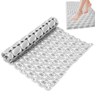 Imagem de Tapetes de banheira e chuveiro, tapete de banheira macio antiderrapante de 89 x 40 cm, tapetes de banho com ventosas e orifícios de drenagem, tapetes de banheiro para piso e banheiras, lavável na