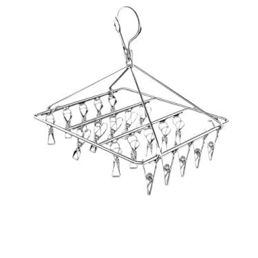 Imagem de Cabide de Saia A Prova de Vento Guarda Roupas e Varal Casa Resistente e Ideal para Secagem de Roupas(20 quadrado)