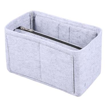 Imagem de KHZSPP Inserção organizadora de bolsa para bolsas, inserção organizadora de bolsa de feltro, divisórias para bolsa interna compatível com Speedy Neverfull Longchamp e mais (cinza)