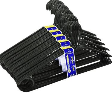 Imagem de Kit 60 Cabides De Roupa Adulto Preto