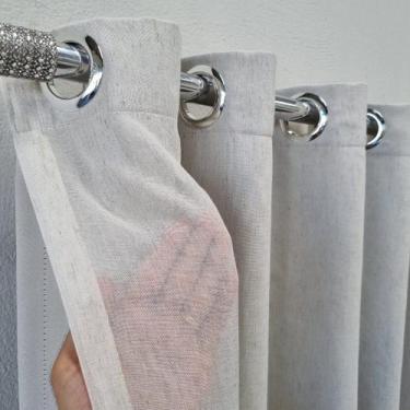 Imagem de Cortina Para Porta Janela Voal Linho Com Forro Blackout 100% Vedação 5