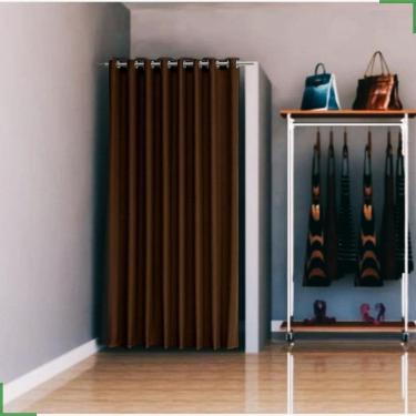 Imagem de Cortina Para Provador Em Tecido Blackout Marrom 1,40X2,50