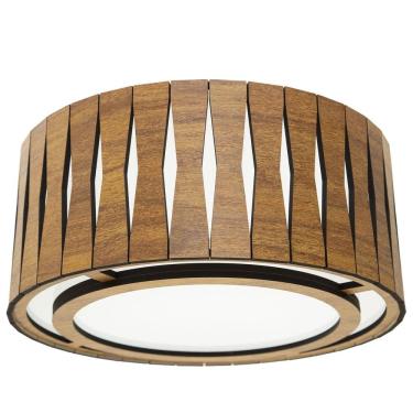 Imagem de Lustre Decorativo Madeira Plafon Redondo Guaritá 35Cm