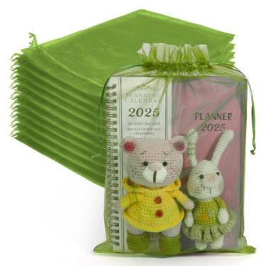 Imagem de Sacos de organza Diueoly, 100 peças, verde militar, 20x30 cm, cordão
