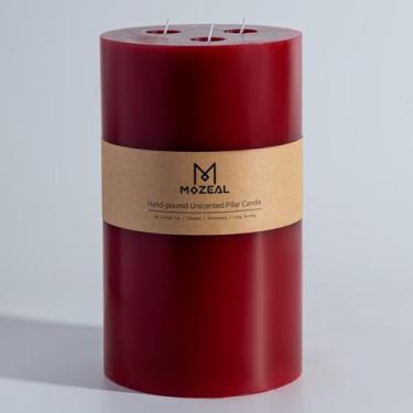 Imagem de Vela Pillar MOZEAL Extra Large 3 Wick Vermelha Escura 15x15cm