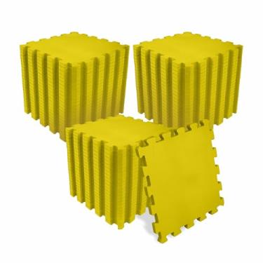 Imagem de SELLER Tapete de Encaixe em EVA – 72 peças 31×31 cm, 5mm espessura, superfície antiderrapante, modular tipo quebra-cabeça, piso infantil, academia (Amarelo)