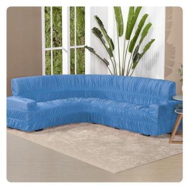 Imagem de Capa para Sofá de Canto 6 Lugares Elasticada Lisa Malha - LENHARO ENXO