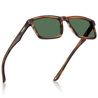 Imagem de Óculos de Sol Masculino CARFIA CA62162: Modelo Retrô Quadrado em Acetato, Lentes Polarizadas - Proteção UV