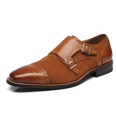 Imagem de La Milano Sapato social masculino com cadarço Oxford clássico bico liso moderno formal sapatos de couro para homens, Noble-1-conhaque, 41