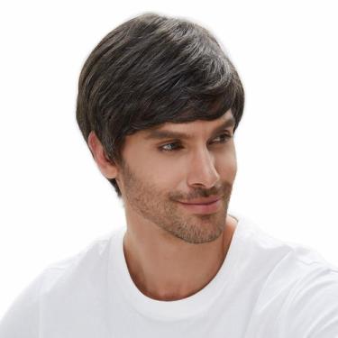 Imagem de Peruca masculina, enrolada lateralmente, em camadas, 30,5 cm, cabelo s