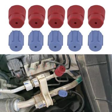 Imagem de HQRNYP 10 peças R134a 13 mm e 16 mm serviço de ar condicionado AC tampas de porta de carregamento, tampa de porta de baixa pressão AC, tampa de válvula de poeira de alta e baixa pressão, kit de capa