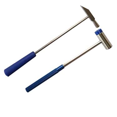 Imagem de Martelo pequeno de cabeça dupla, 18 cm, cabeça de plástico e cabeça de metal, punho de plástico preto, martelo de joias de dupla face, mini martelo para relógio, afinação, marcenaria, brinquedos, DIY, couro, instrumentos
