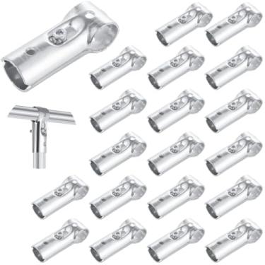 Imagem de 20 peças de tubos Od de 3/10.2 cm conectores de braçadeira de tubo, cerca de corrente para secagem de roupas, braçadeira de tubo de aço inoxidável galvanizado robusto, grampos em T para trilho